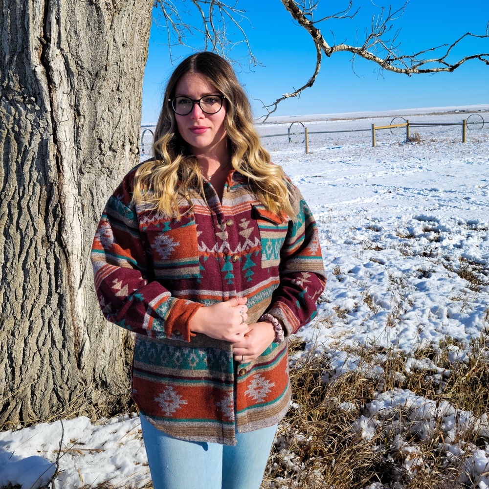 Red Wine Aztec Shacket